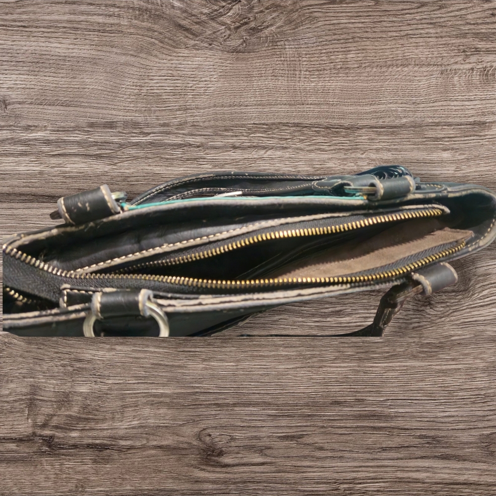 Elegant Fringe Shoulder Bag - Turquoise and Gray - Picture 3 of 14